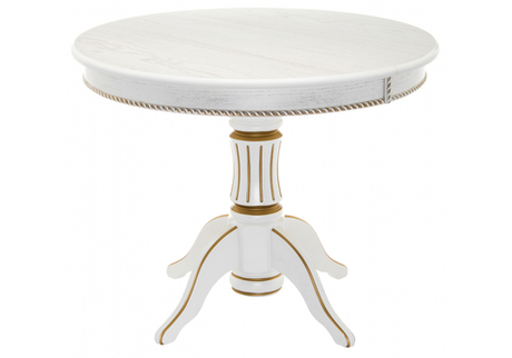 Стол деревянный Woodville Павия 100 молочный, золотая патина