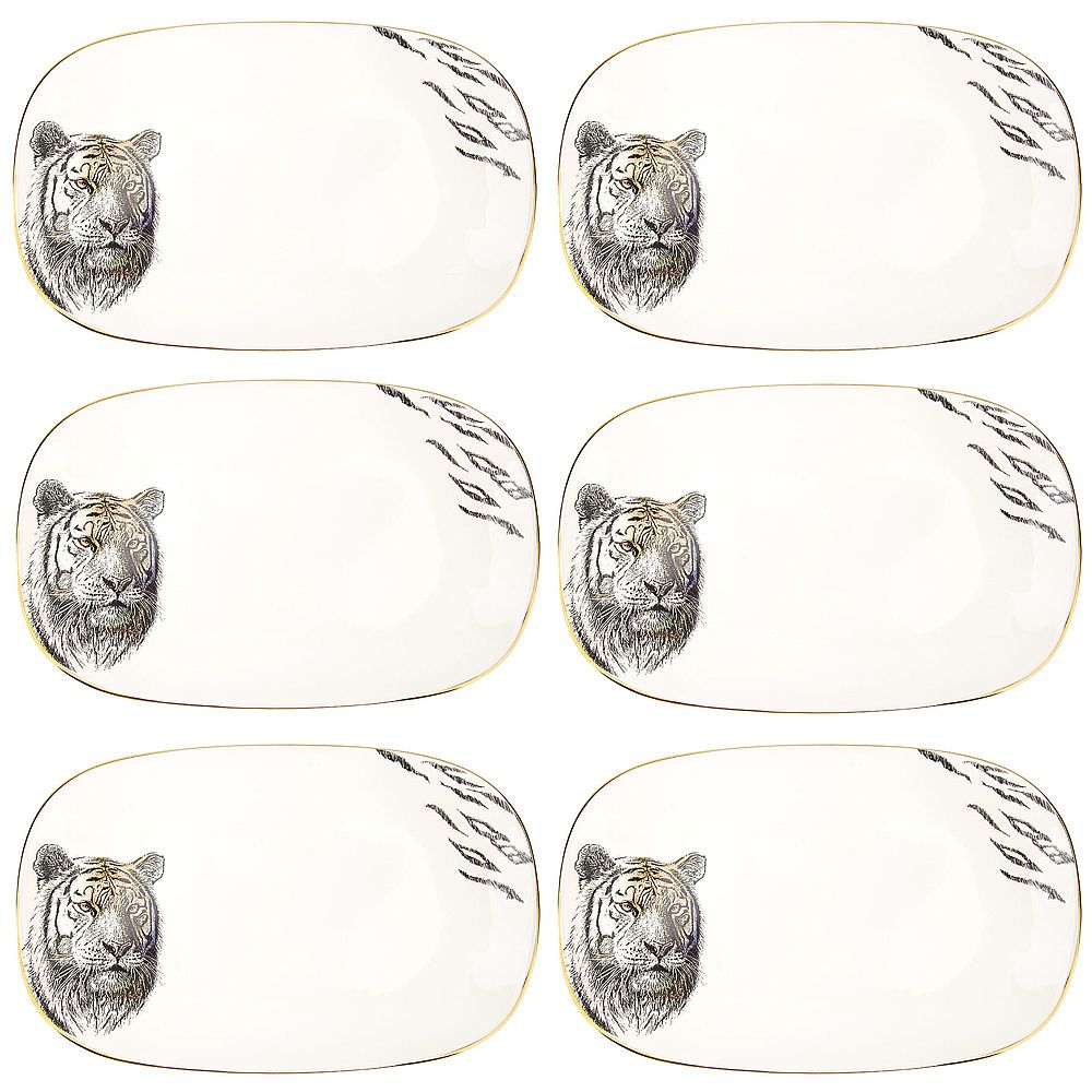 Блюдо сервировочное (с элементами золота) "Саванна/Тигр" 30*19*3см. (min6) (транспортная упаковка)