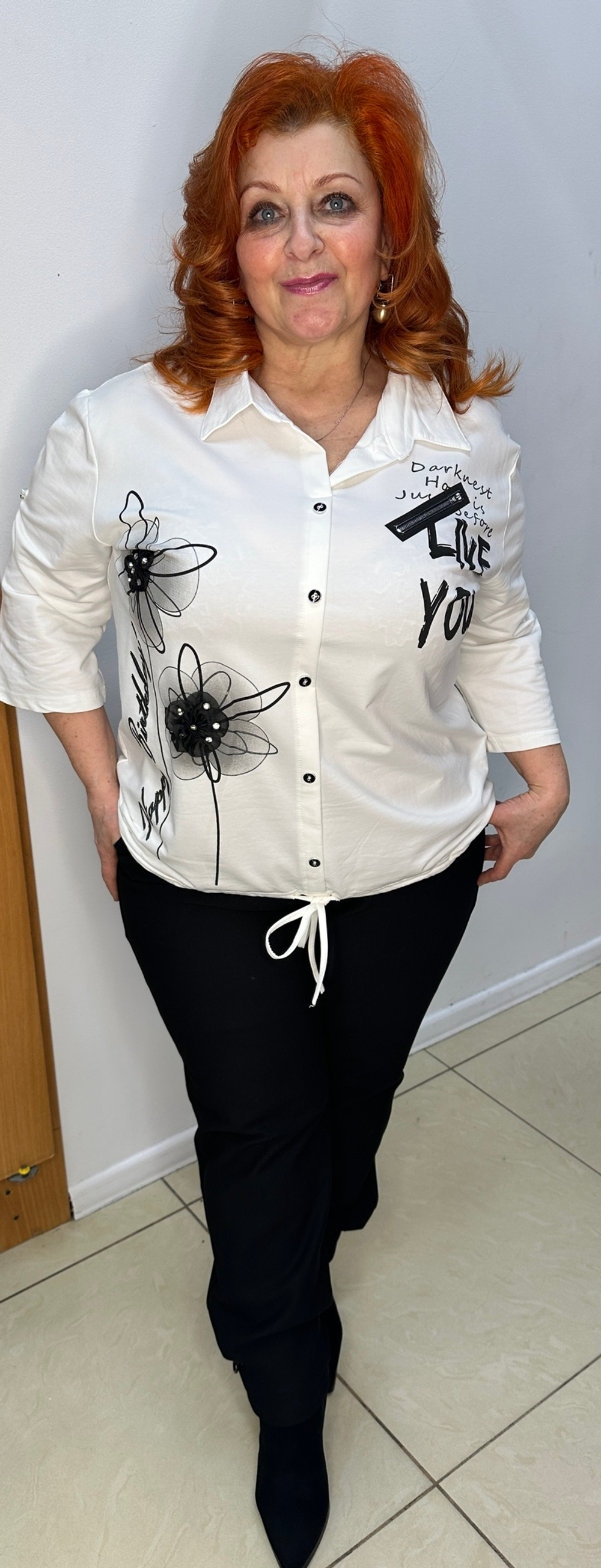 Белый коттоновый блузон "обманка"