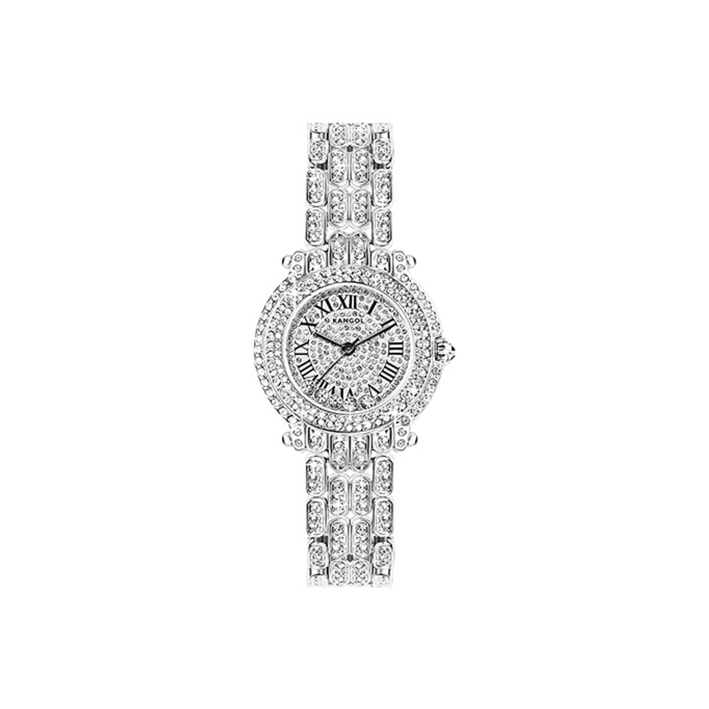 KANGOL Custom Baby"s Breath Turn Of Fortune Quartz Movement Metal Strap Watch Women"s Watch Silver Dial