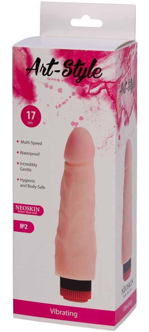 ART-Style №2 – телесный реалистичный вибратор со встроенным пультом, 20 см
