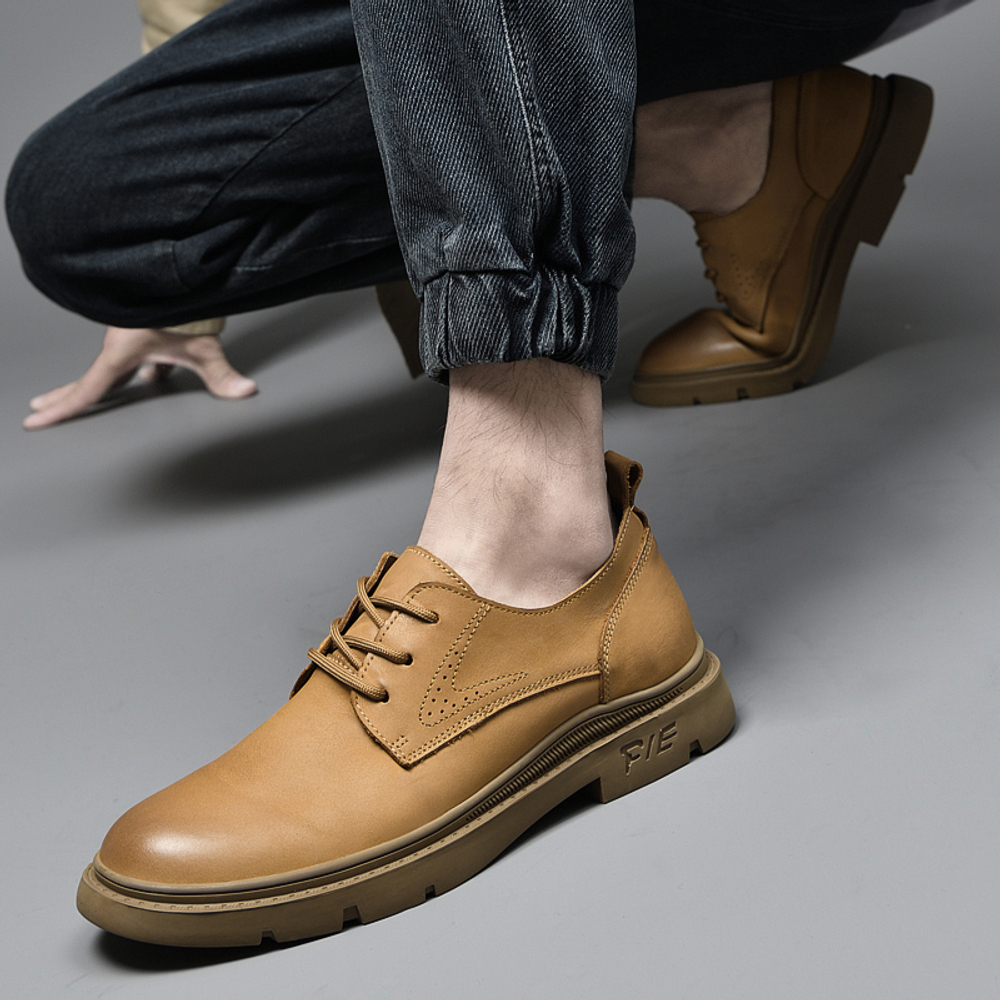 HAOXING Work Boots Men"s Low top Brown Khaki