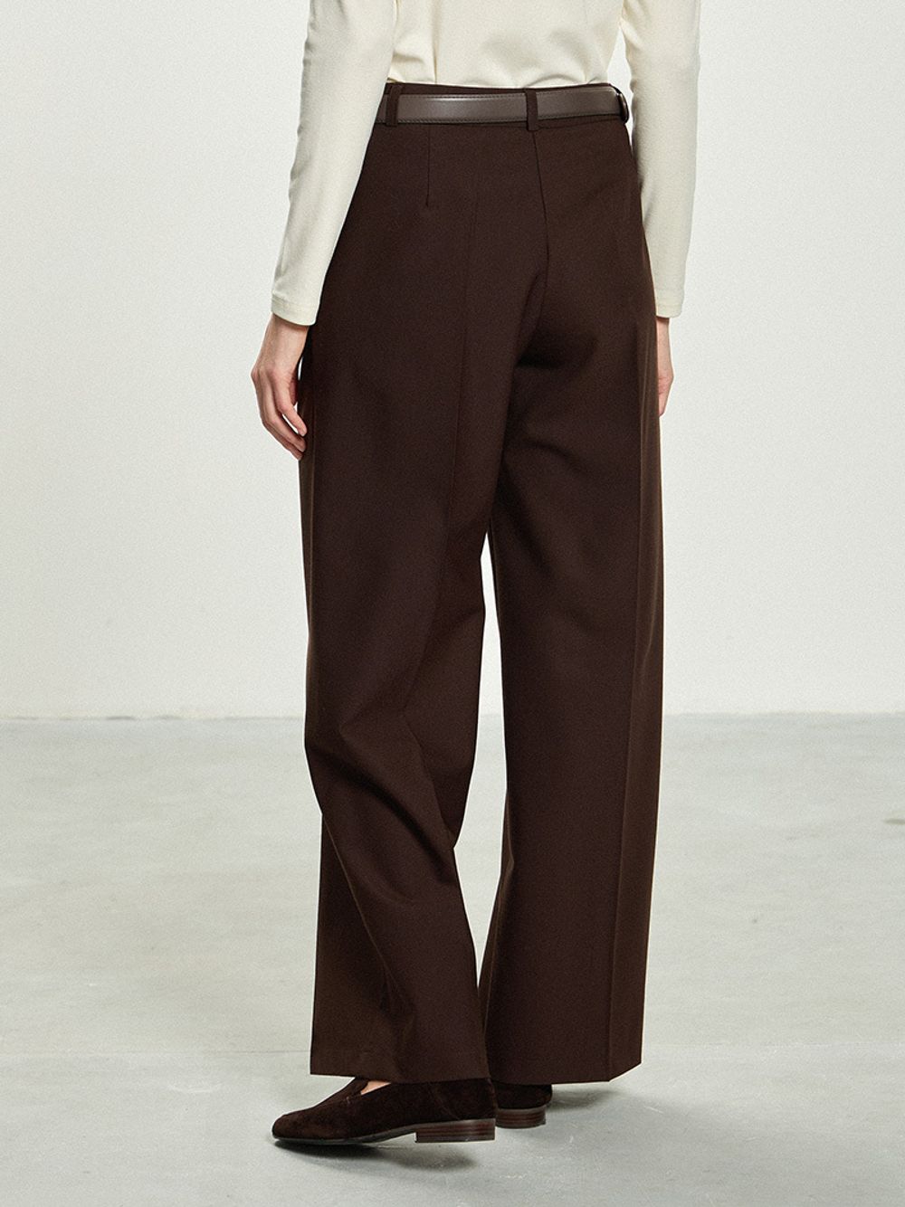 Брюки Палаццо на молнии коричневые смесовая шерсть