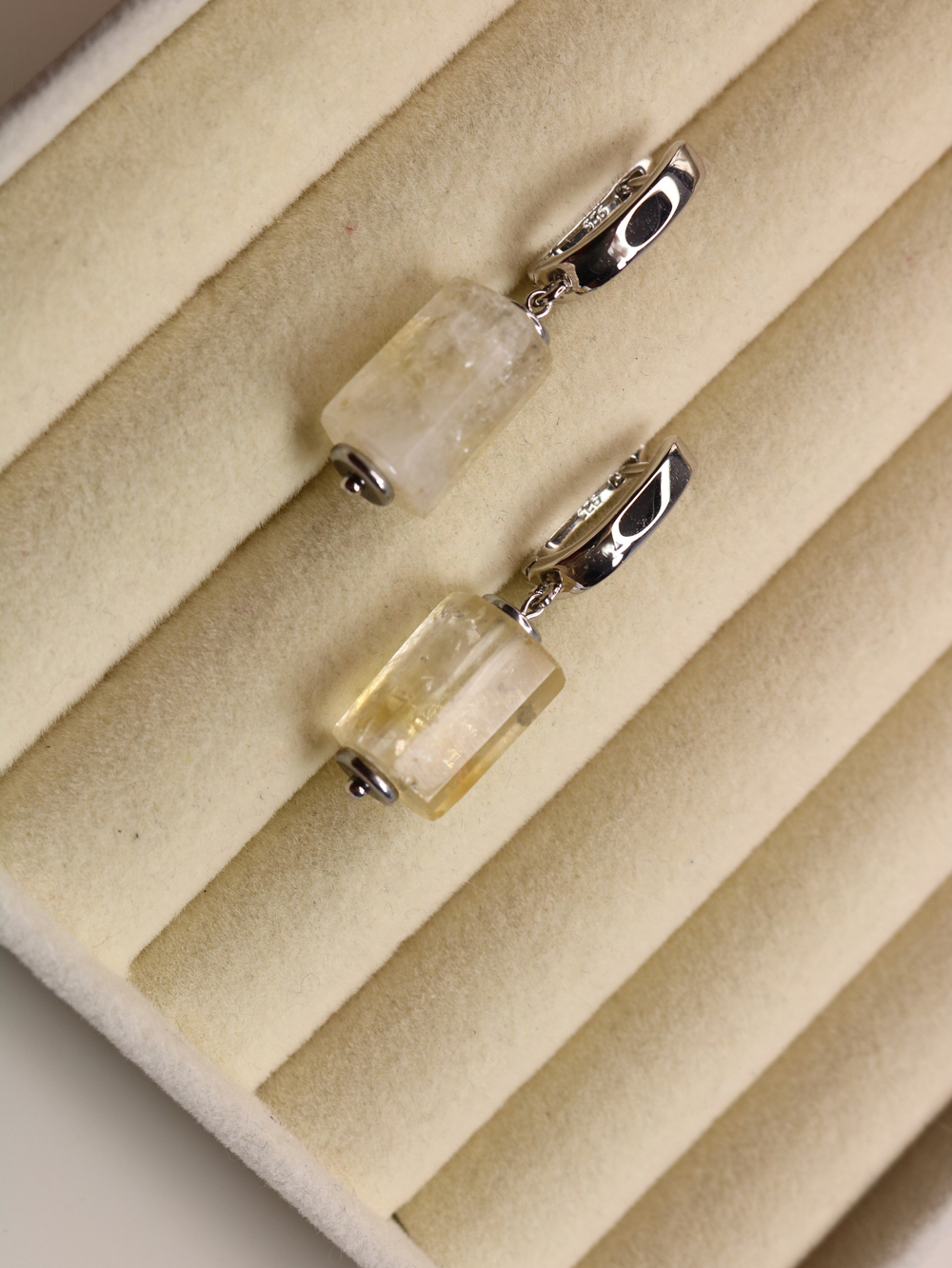 Серьги с натуральным цитрином - «Солнечная грань»