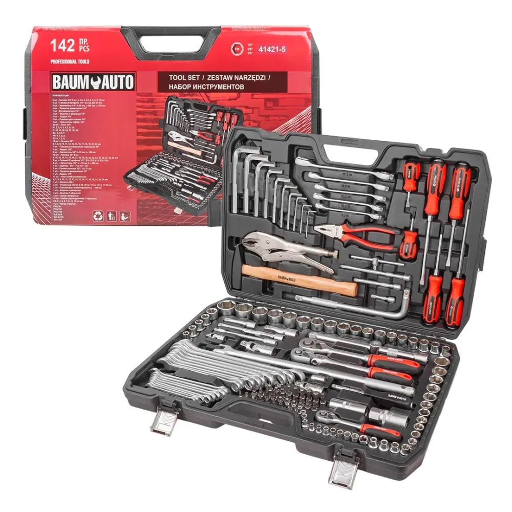 Набор инструментов 142пр. 1/4''3/8''1/2''(6-гр.)(4-32мм) Baum Auto##BaumAuto BM-41421-5