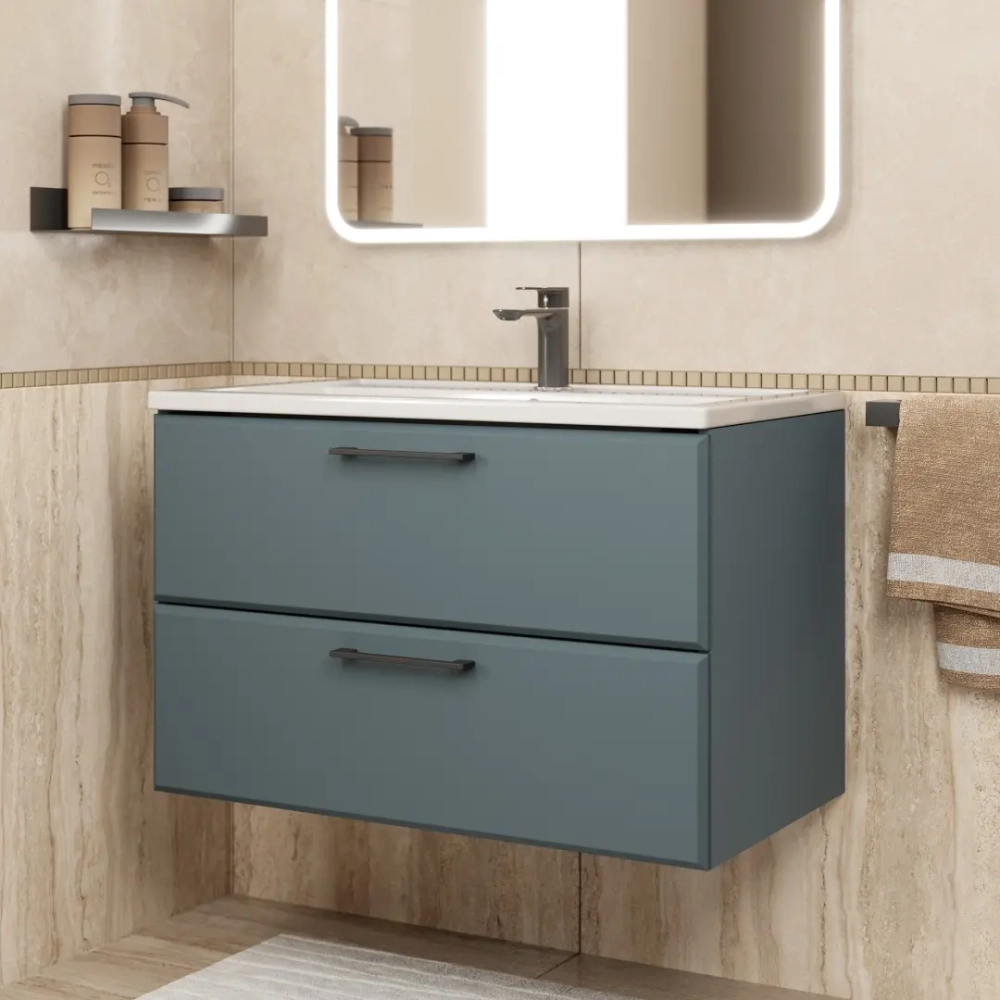 Тумба с раковиной для ванной Uperwood Foster New 80 см, подвесная, серый графит