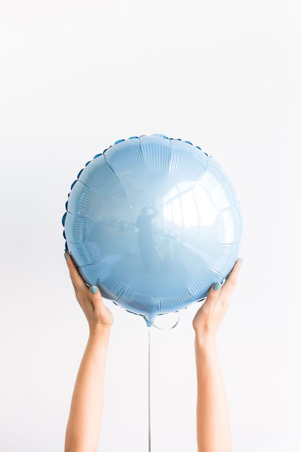 F Шар круг 18" / 45 см сатин голубой (БГ-15)