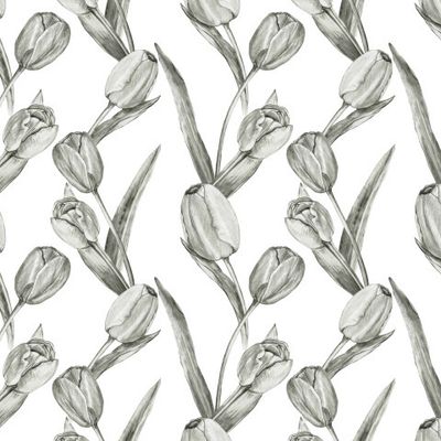 Нарисованные вручную черно-белые тюльпаны