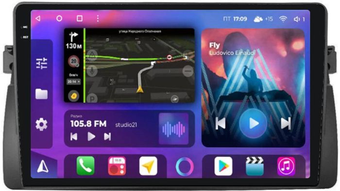 Магнитола для BMW 3 E46 1998-2006 - FarCar BM708M-2K монитор 9.5" 2K QLED на Android 14, Быстрая, CarPlay, 4G SIM-слот