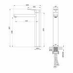 Смеситель для раковины высокий WONZON & WOGHAND FRAME WW-88239010-BGM темный графит
