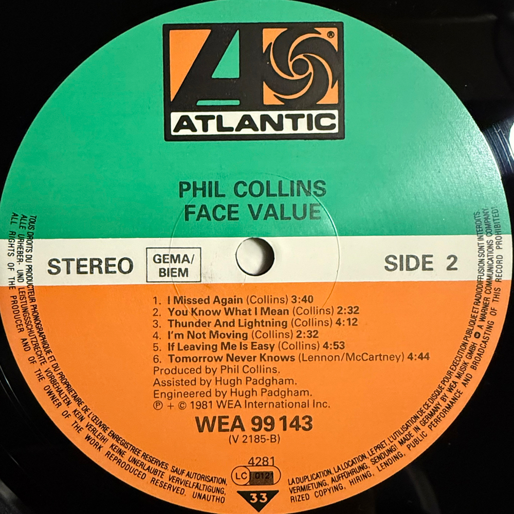 Phil Collins - Face Value (Германия 1988г.)