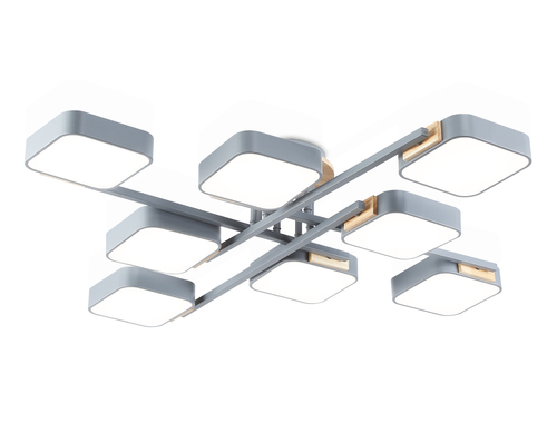 Светильник светодиодный подвесной FL4889/8 GR/WD серый/дерево 144W 3000-6000K 960*960*160 (без ПДУ)