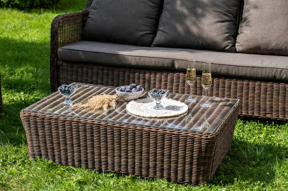 "Гляссе" лаунж-зона из искусственного ротанга, цвет коричневый