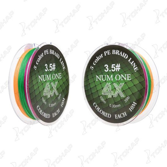 Шнур NUM ONE PE4X-100M 3.5#/0,310 mm Multi Colour Ryobi