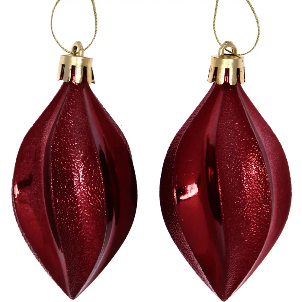 Ёлочные игрушки «Таинственное очарование» Капля 8 см (набор 2шт), темный рубин