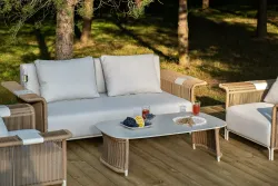 "Мальдивы" лаунж-зона из искусственного ротанга, цвет соломенный