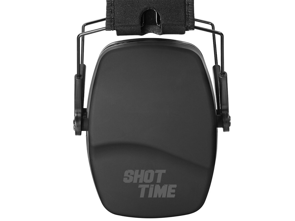 Наушники противошумные ShotTime 16 стрелковые, NRR 25dB, оголовье экокожа+ткань, амбушюры поролоновые, чёрные, 215г