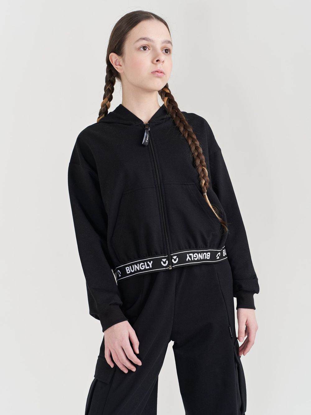 Толстовка облегченная "УГОЛЬ" укороченная подростковая