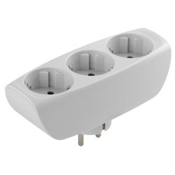 Разветвитель электрический ЭРА SP-3e-W на 3 розетки c заземлением со шторками 16А белый | Тройники