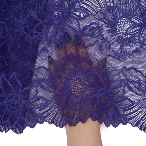 Кружево эластичное синее 25 см, Китай