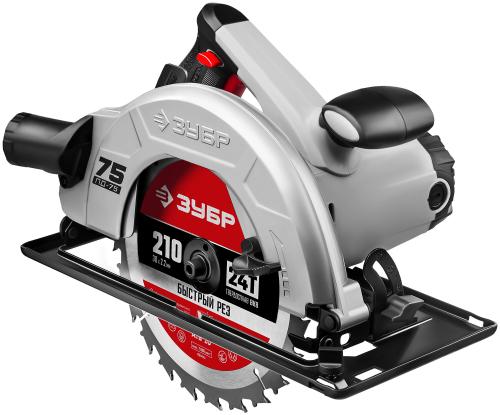Пила циркулярная ЗУБР ПД-75, глубина пропила 70мм, мощность 2кВт