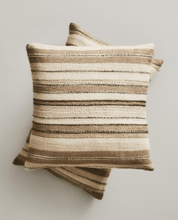 Zara Home наволочка декоративная из вискозы, бежевый, в полоску