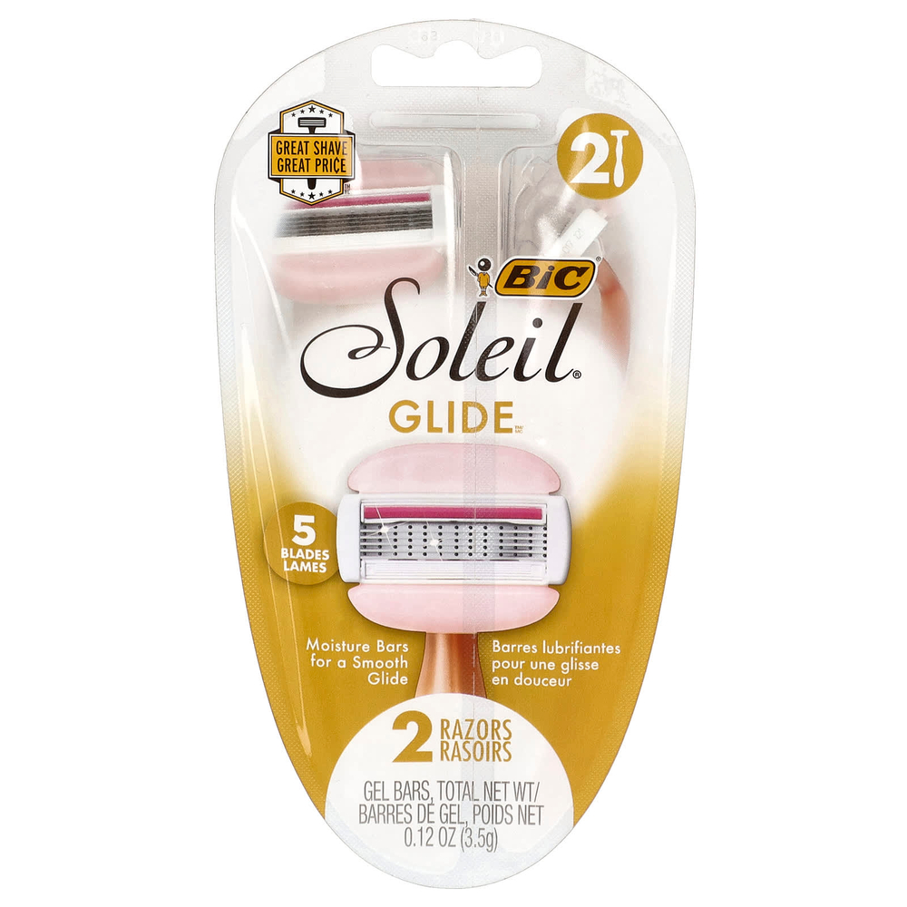 BIC, Soleil Glide, одноразовые бритвенные станки, 2 шт.