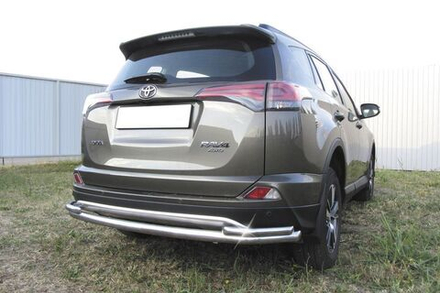 Защита заднего бампера (нержавейка) Toyota Rav-4 (2015-2019) d57+d42 длинная