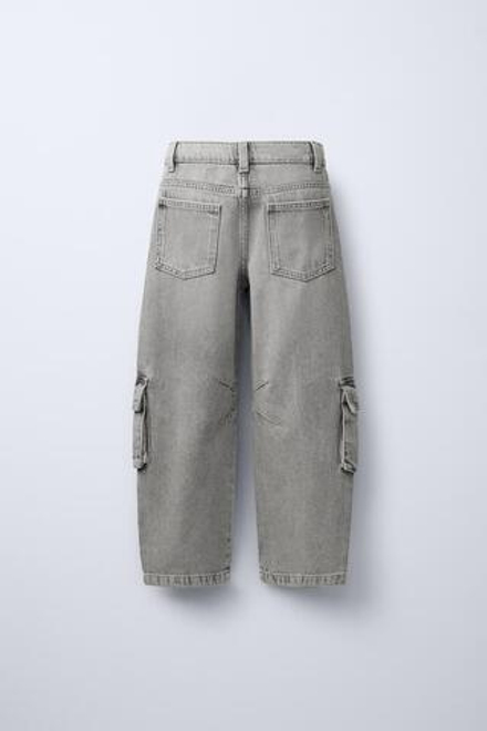 ZARA ДЖИНСЫ КАРГО С КАРМАНАМИ, МЯГКИЙ СЕРЫЙ