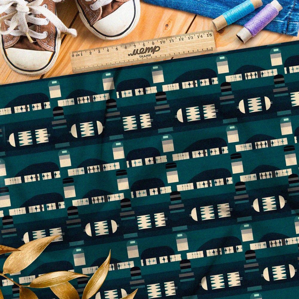 Ткань премиум бифлекс пиксельный микромир