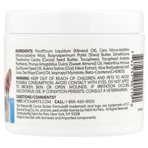 Palmer's for Pets, Coconut Butter Formula® с витамином E, подушечки для губ и бальзам для носа, для домашних животных, без отдушек, 100 г (3,5 унции)