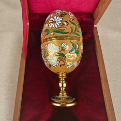 Сувенир Яйцо-рюмки "Ромашки" с эмалью (златоустоуская гравюра)