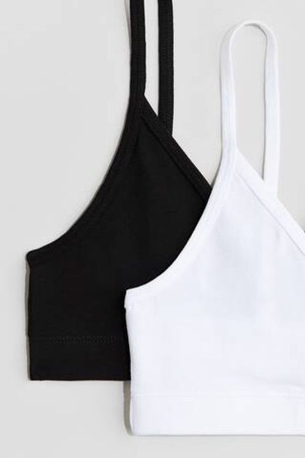 H&M Набор из двух укороченных топов с V-образным вырезом, черный/белый