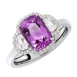 Кольцо с розовым сапфиром и бриллиантами, R0020-41/1