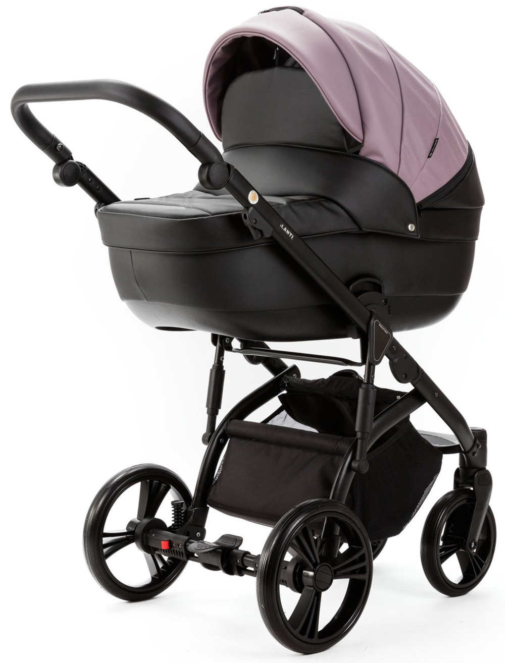 Детская коляска Adamex Lanti Deluxe 3 в 1 LN-SD106 (СИРЕНЕВ.КОЖА + ЧЕРН. КОЖА)