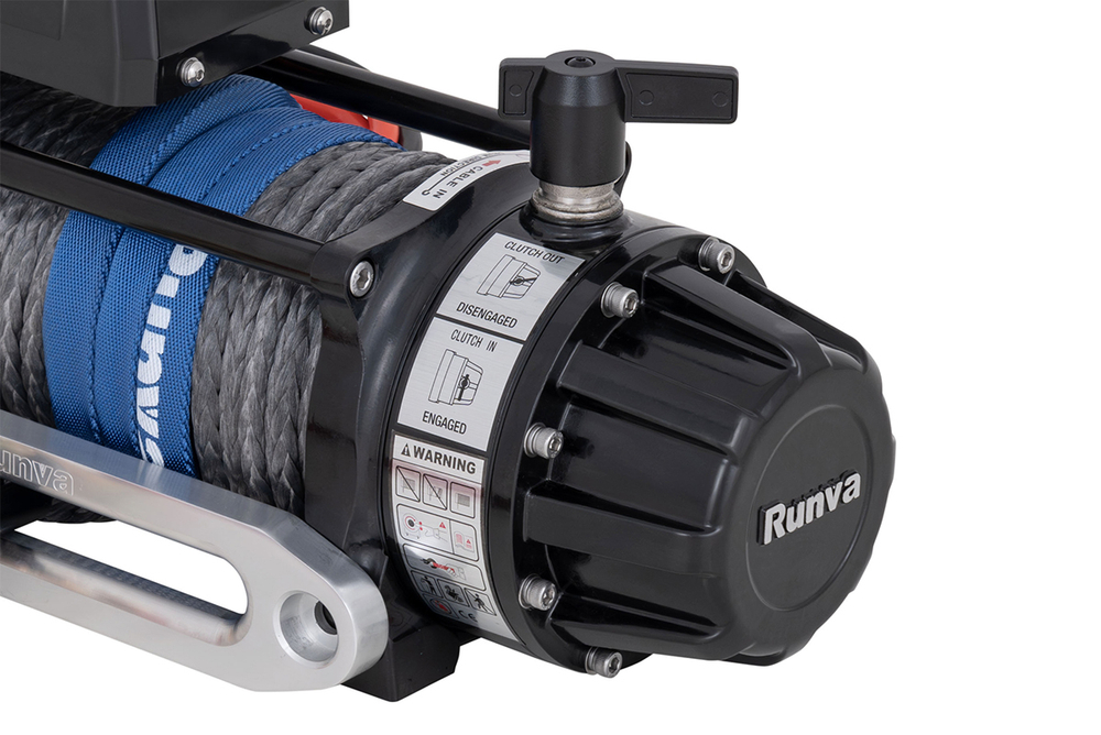 Лебёдка автомобильная электрическая 12V Runva 12500 lbs 5670 кг (влагозащищенная) синтетический трос