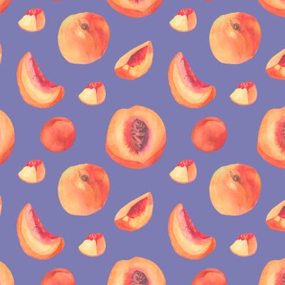 Бесшовный принт c акварельными персиками