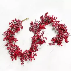 Гирлянда заснеженная из красных ягод 185 см., Christmas DeLuxe (87342)