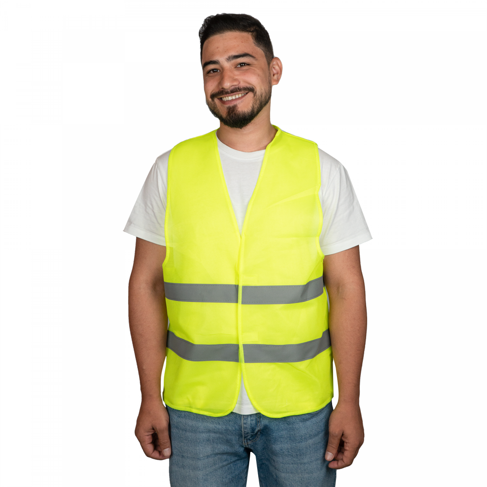 Мужской жилет лимонный р. 54-56 сигнальный 2 СОП сетка 70 г.