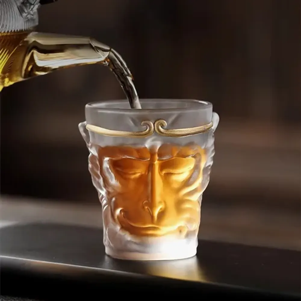 Чашка 240 мл чайно-кофейная без ручки матовая Monkey King Barista d 7,3 см h9 см стекло Barbossa [1]