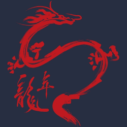 принт PewPewCat Дракон красный для темно-синей футболки