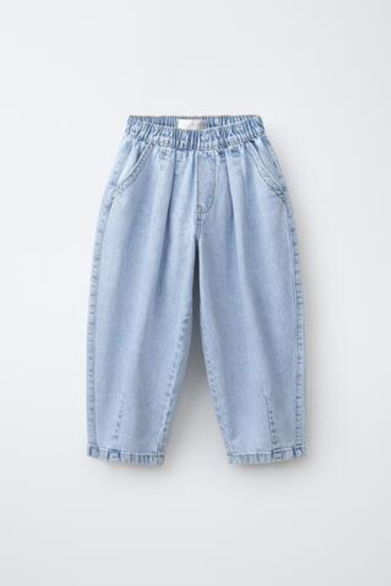ZARA ДЖИНСЫ BALLOON НА РЕЗИНКЕ, СИНИЙ