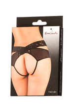 Эротические трусики с высокой посадкой,перекрестными кружевными полосами (42-44) (Цвет: черный)
