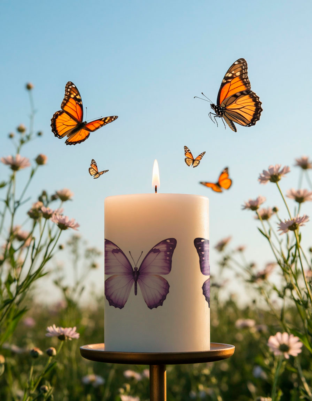 Трансфер переводной - декаль для свечей и гипса бабочки 008 А5