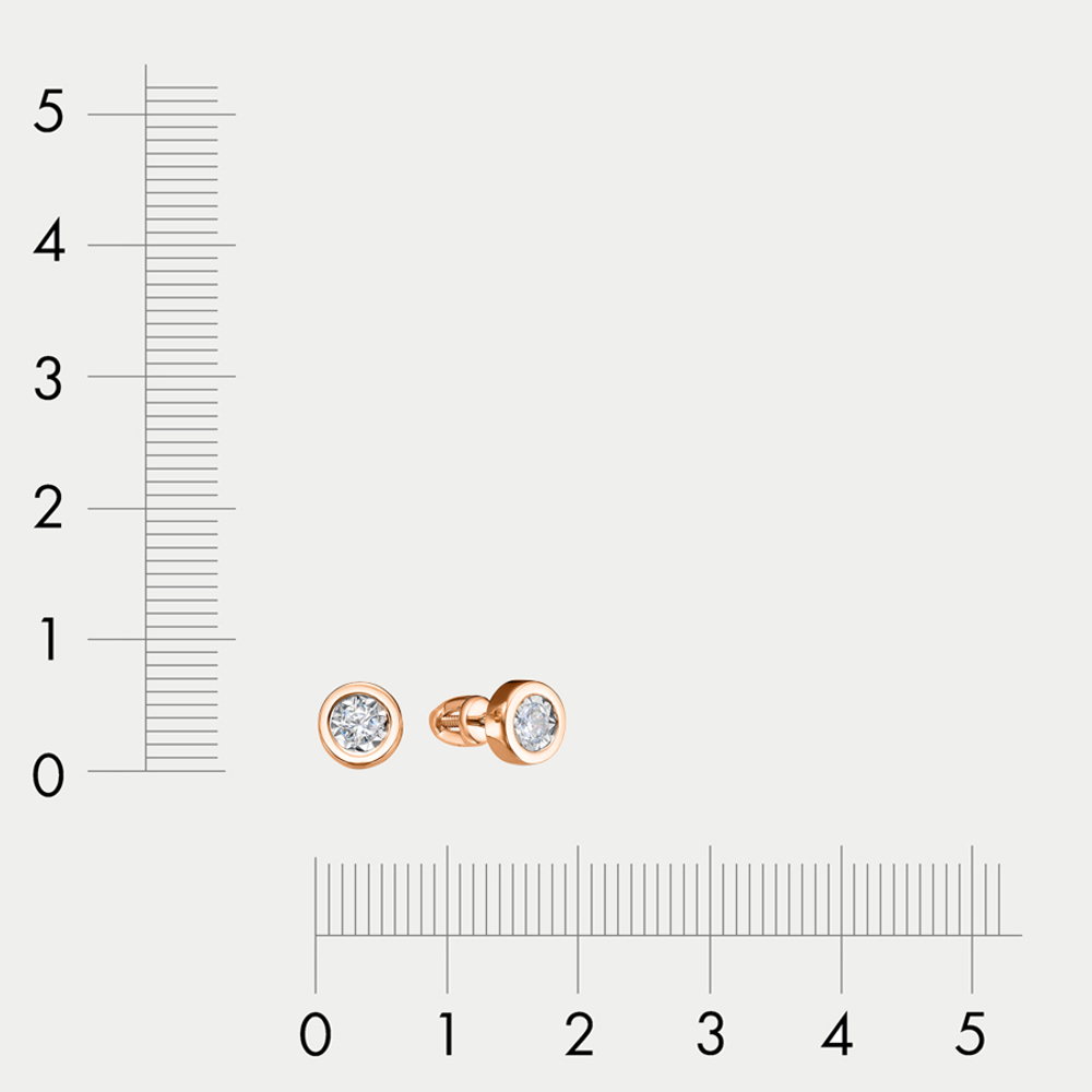 Серьги-пусеты из розового и белого золота 585 пробы с фианитами (арт. 0503581)