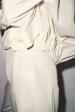 ZARA БРЮКИ ZW COLLECTION С МОЛНИЕЙ СЗАДИ, ЭКРЮ