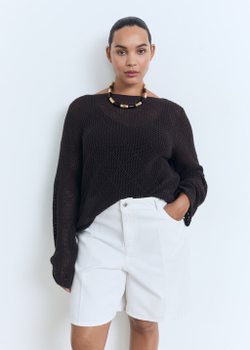 Прямые джинсовые бермуды с высокой посадкой