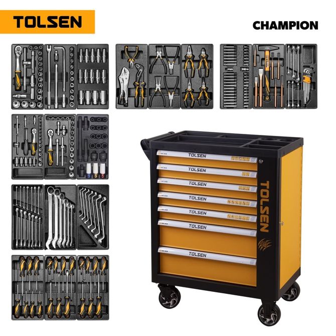 TOLSEN (TT85416) Набор инструментов "CHAMPION" в черной тележке, 239 предметов