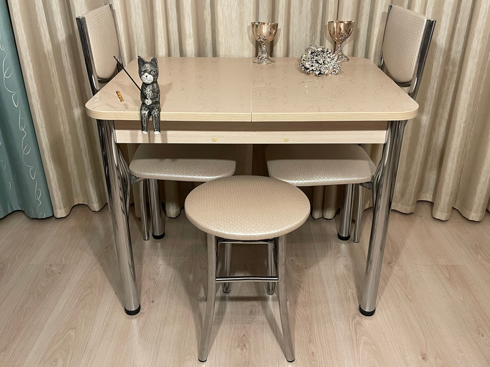 Раскладной кухонный стол с утолщенной столешницей Large beige