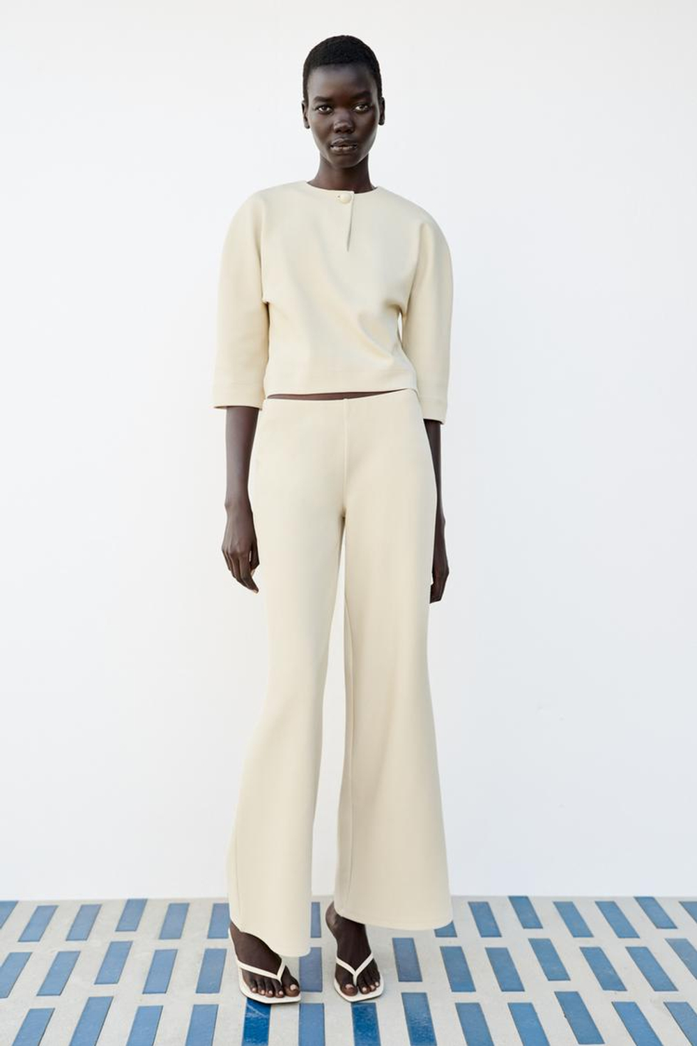 ZARA БРЮКИ ПАЛАЦЦО, ЭКРЮ